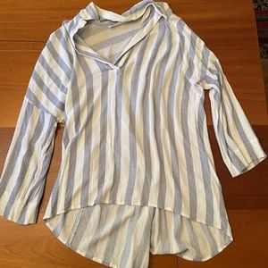 Blue and White Striped Top
